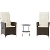 vidaXL Ensemble de bistro 3 pcs avec coussins marron résine tressée