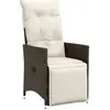 vidaXL Chaise inclinable de jardin avec coussins marron résine tressée
