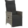 vidaXL Chaise inclinable de jardin avec coussins gris résine tressée