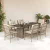 vidaXL Ensemble à manger de jardin et coussins 7 pcs beige poly rotin