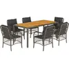 vidaXL Ensemble à manger de jardin et coussins 7 pcs gris rotin