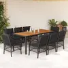vidaXL Ensemble à manger de jardin 9pcs coussins noir résine tressée