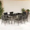 vidaXL Ensemble à manger de jardin et coussins 7 pcs gris rotin