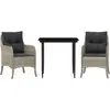 vidaXL Ensemble à manger de jardin 3pcs coussins gris clair poly rotin