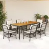 vidaXL Ensemble à manger de jardin coussins 7pcs Noir Résine tressée