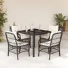vidaXL Ensemble à manger de jardin coussins 5pcs Noir Résine tressée