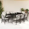 vidaXL Ensemble à manger de jardin 9pcs coussins noir résine tressée