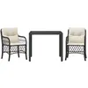 vidaXL Ensemble de bistro 3 pcs avec coussins noir résine tressée
