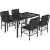 vidaXL Ensemble à manger de jardin coussins 5pcs Noir Résine tressée