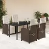 vidaXL Ensemble à manger de jardin 5 pcs et coussins marron poly rotin