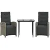vidaXL Ensemble de bistro 3 pcs avec coussins gris résine tressée