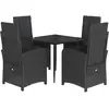 vidaXL Ensemble à manger de jardin coussins 5pcs Noir Résine tressée