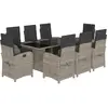 vidaXL Ensemble à manger de jardin et coussins 9 pcs gris clair rotin