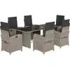 vidaXL Ensemble à manger de jardin et coussins 7 pcs gris clair rotin