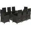 vidaXL Ensemble à manger de jardin 9pcs coussins noir résine tressée