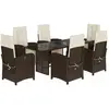 vidaXL Ensemble à manger de jardin et coussins 7 pcs marron rotin