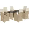 vidaXL Ensemble à manger de jardin et coussins 7 pcs beige poly rotin