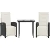 vidaXL Ensemble de bistro 3 pcs avec coussins noir résine tressée