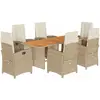 vidaXL Ensemble à manger de jardin et coussins 7 pcs beige poly rotin