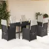 vidaXL Ensemble à manger de jardin coussins 7pcs Noir Résine tressée