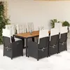 vidaXL Ensemble à manger de jardin 9pcs coussins noir résine tressée