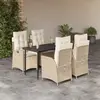 vidaXL Ensemble à manger de jardin avec coussins 5pcs Beige poly rotin