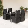vidaXL Ensemble à manger de jardin coussins 5pcs Noir Résine tressée