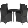vidaXL Ensemble à manger de jardin coussins 5pcs Noir Résine tressée
