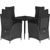 vidaXL Ensemble à manger de jardin coussins 5pcs Noir Résine tressée
