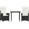vidaXL Ensemble à manger de jardin avec coussins 3 pcs Noir