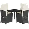 vidaXL Ensemble à manger de jardin coussins 5pcs Noir Résine tressée