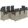vidaXL Ensemble à manger de jardin et coussins 9 pcs gris clair rotin