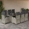vidaXL Ensemble à manger de jardin et coussins 9 pcs gris clair rotin