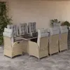 vidaXL Ensemble à manger de jardin et coussins 9 pcs mélange beige