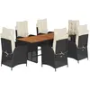 vidaXL Ensemble à manger de jardin coussins 7pcs Noir Résine tressée