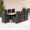 vidaXL Ensemble à manger de jardin 9pcs coussins noir résine tressée