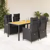 vidaXL Ensemble à manger de jardin coussins 5pcs Noir Résine tressée