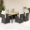 vidaXL Ensemble à manger de jardin coussins 7pcs Noir Résine tressée