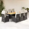 vidaXL Ensemble à manger de jardin 9pcs coussins noir résine tressée