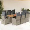 vidaXL Ensemble à manger de jardin 9 pcs coussins gris résine tressée
