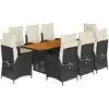 vidaXL Ensemble à manger de jardin 9pcs coussins noir résine tressée
