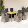 vidaXL Ensemble à manger de jardin et coussins 7 pcs gris rotin
