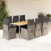 vidaXL Ensemble à manger de jardin 9 pcs coussins gris résine tressée