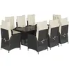 vidaXL Ensemble à manger de jardin 9pcs coussins noir résine tressée