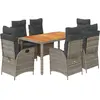 vidaXL Ensemble à manger de jardin et coussins 7 pcs gris rotin