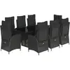 vidaXL Ensemble à manger de jardin 9pcs coussins noir résine tressée