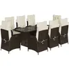 vidaXL Ensemble à manger de jardin et coussins 9 pcs marron poly rotin