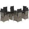 vidaXL Ensemble à manger de jardin et coussins 7 pcs gris rotin