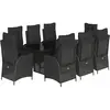 vidaXL Ensemble à manger de jardin 9pcs coussins noir résine tressée