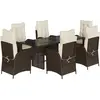vidaXL Ensemble à manger de jardin et coussins 7 pcs marron rotin